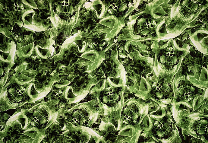 Mini Green Burning Skulls